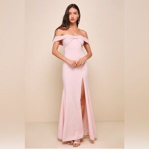 NWT LuLus | Maxi Bow Top Dress Pale Pink